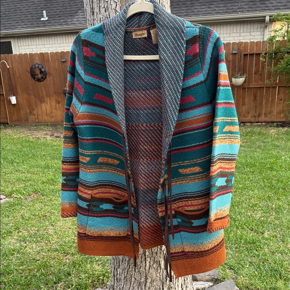 Wrangler Teal and Brown women Cardigan